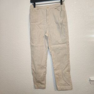 Liz Claiborne Beige Dress Pants Linen blend Women Size 6 High Waist Solid Zip